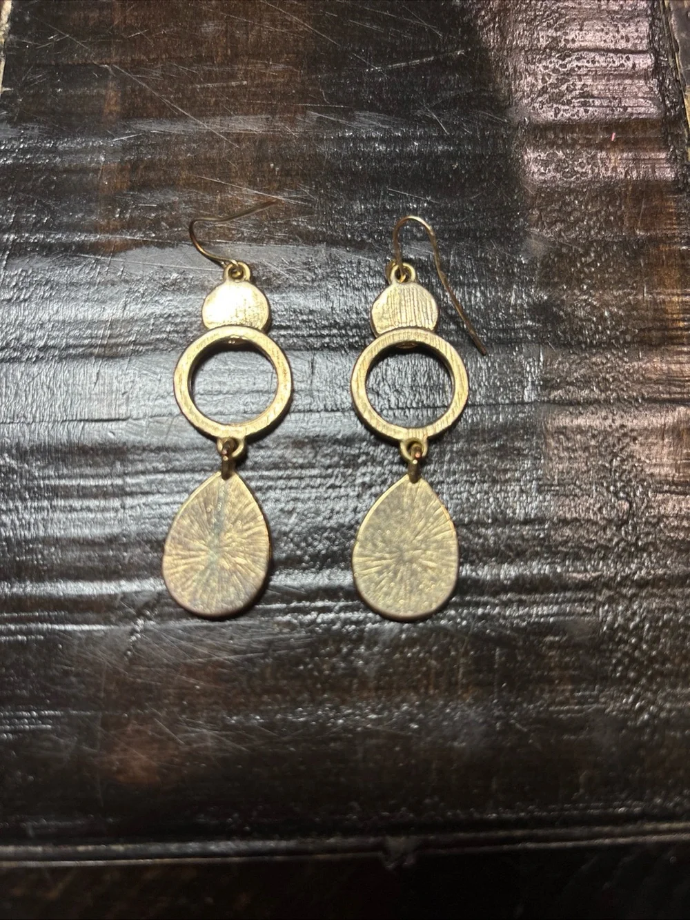 Purple Teardrop Drop Earrings with Pave Ring